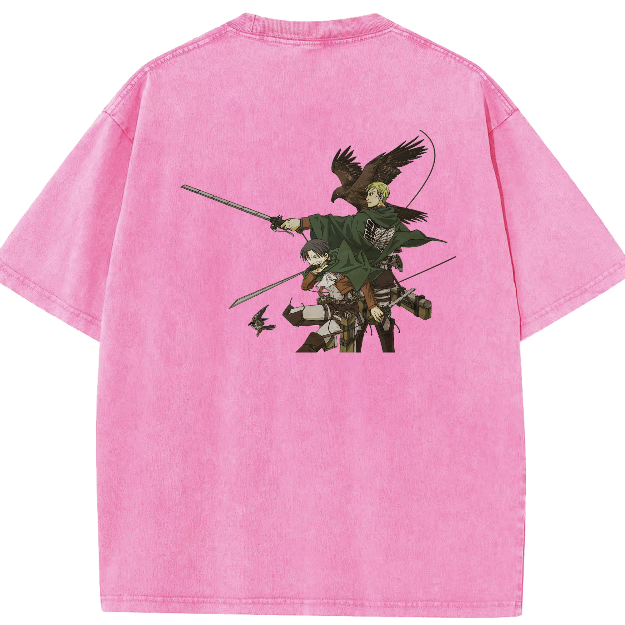 （画像用） 進撃の巨人 Attack on Titan 綿100% ヴィンテージ風 半袖Tシャツ（背面プリント）